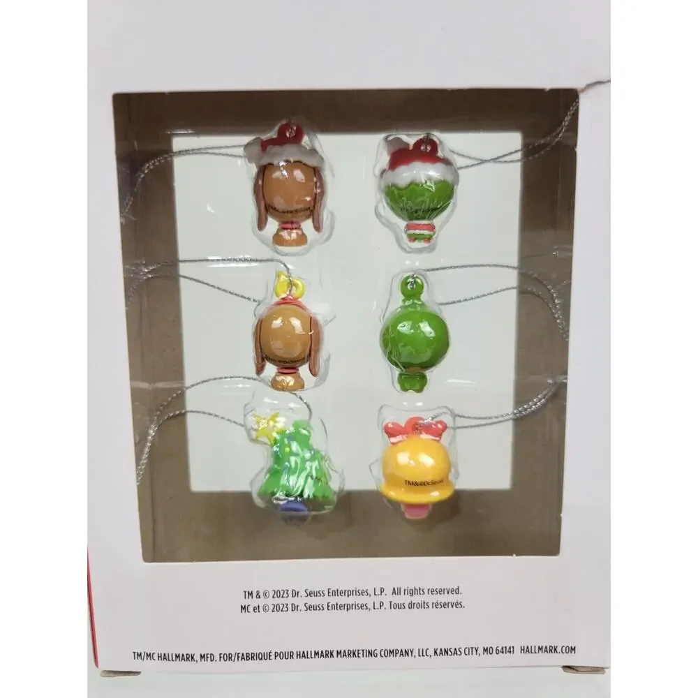 6 Piece Set Hallmark The Grinch Set Mini Christmas Tree Ornaments Holidays New